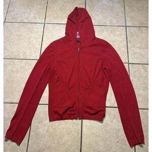 Express Women's Stretch Hooded Active Jacket Zip Up Red Size Large Y2K Track Gym